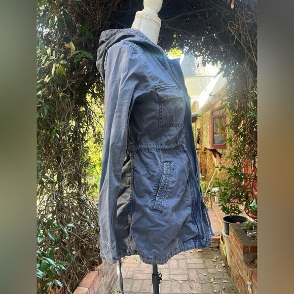 AMERICAN EAGLE DISTRESSED CANVAS UTILITY JACKET HOODED PARKA COAT FADED GRAY S - Picture 6 of 13